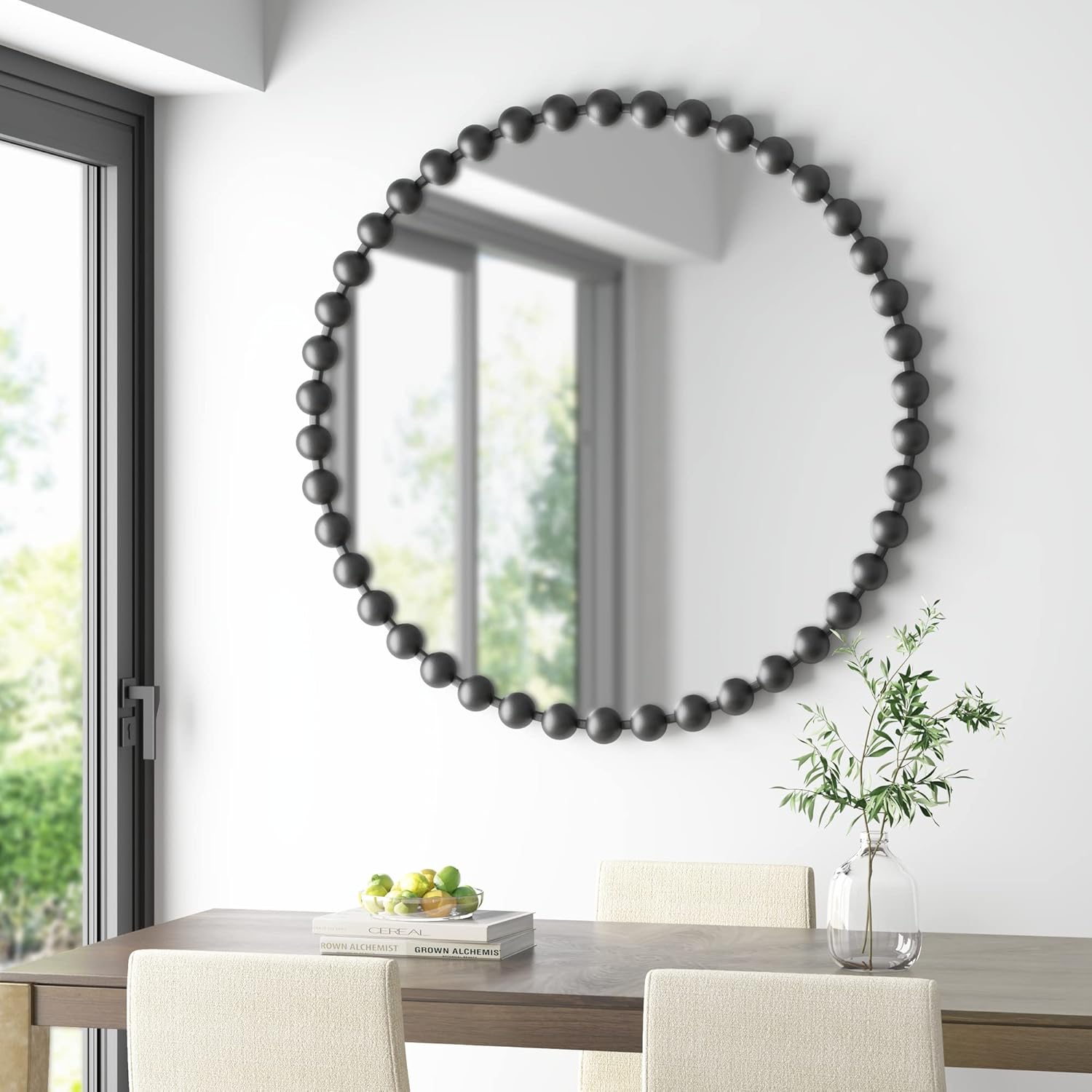 Luxe Black Round Mirror — 36" — 36"L x 36"W