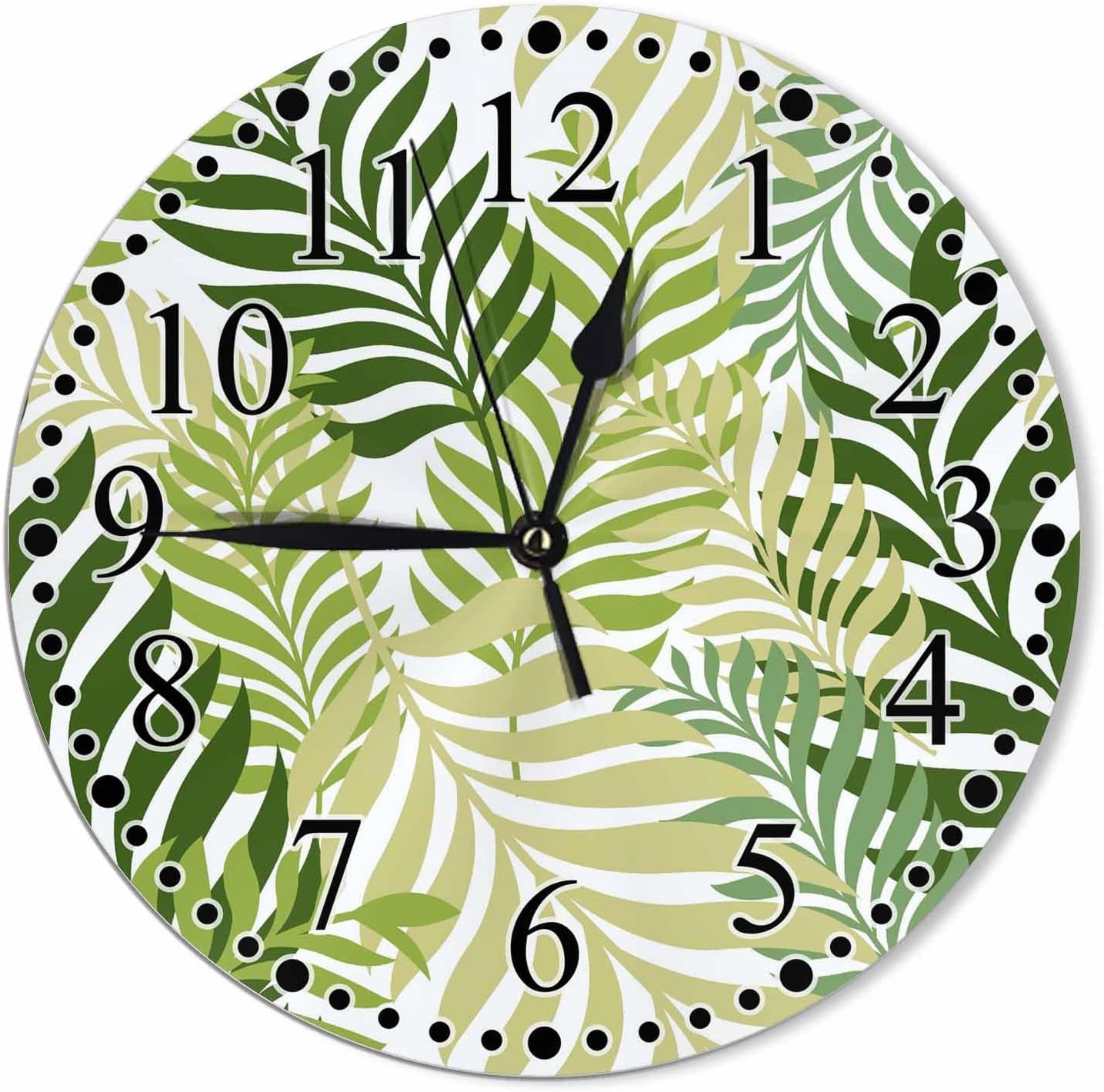 Battery Operated Modern Green Wall Clock — 10" — 10 Inch