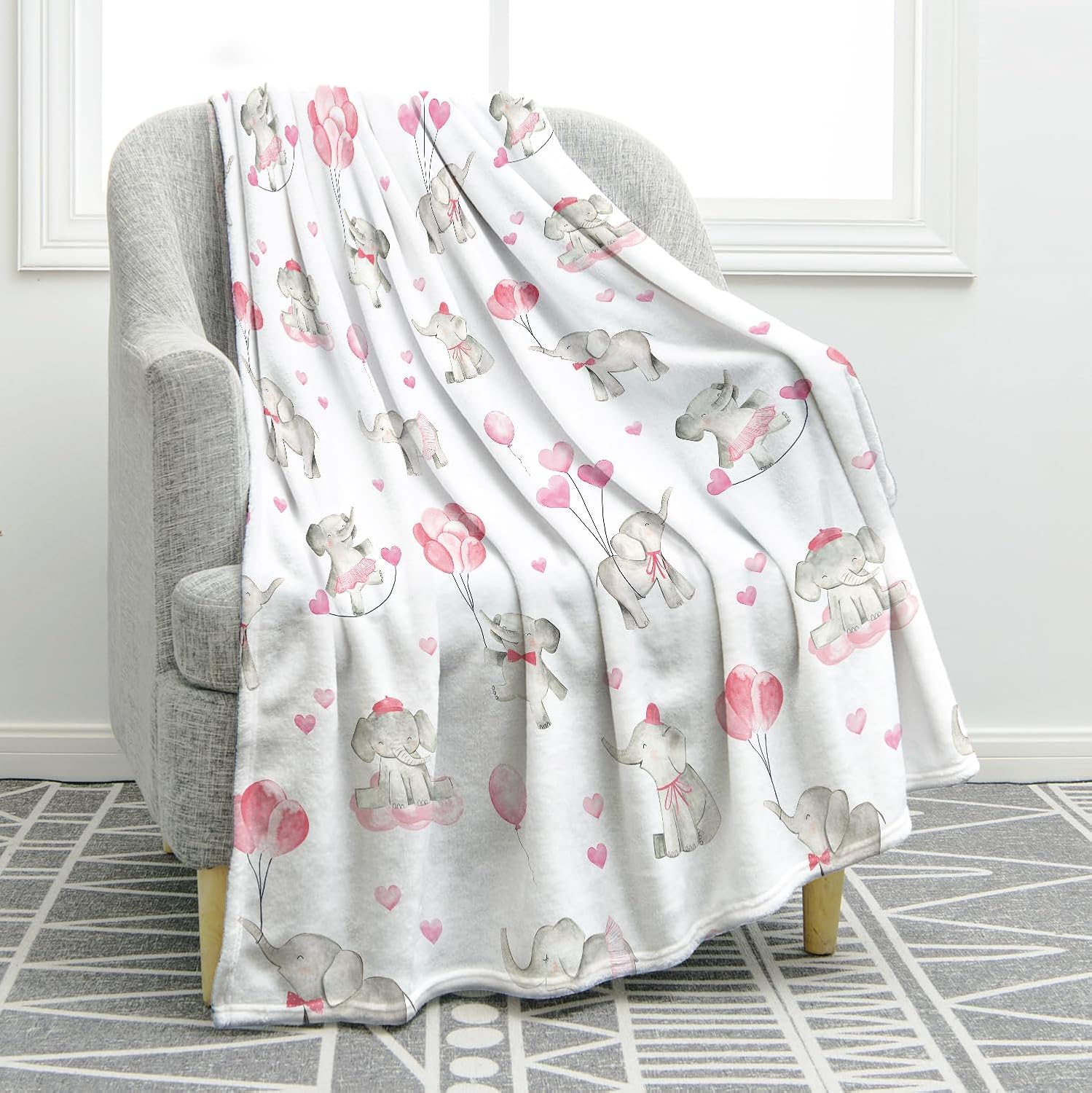 Mid-Century Black Throw Pillow — 50" — White Pink3