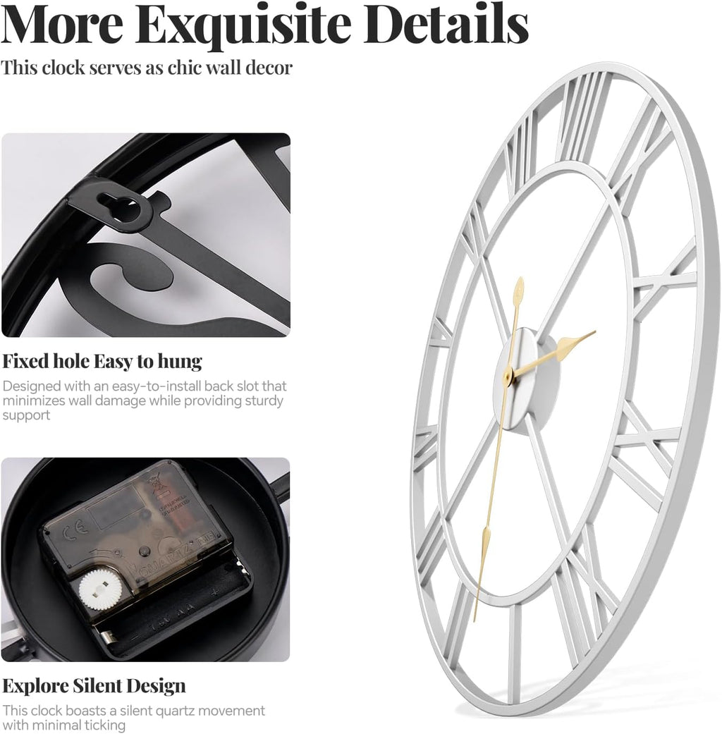 Battery Operated Black Wall Clock — 24" - View 5