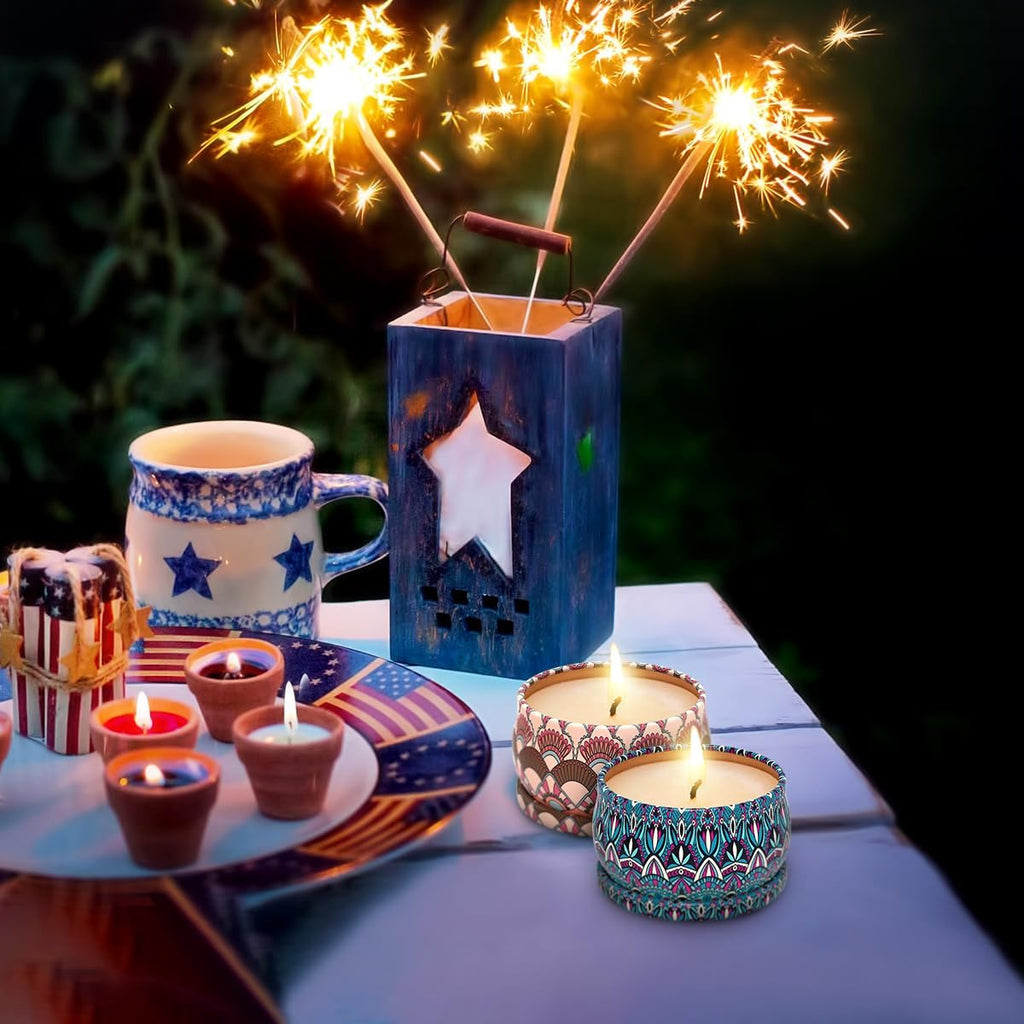 Soy Wax Boho Blue Scented Candle — 3x2 - View 4