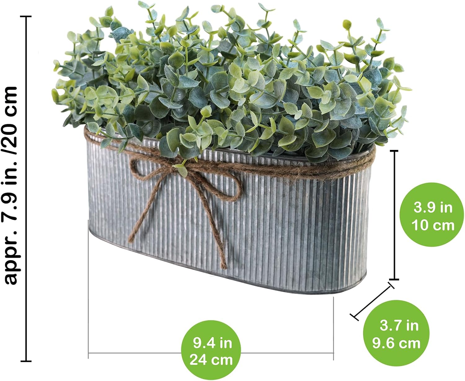 Oval Farmhouse Metal Artificial Plant - View 3