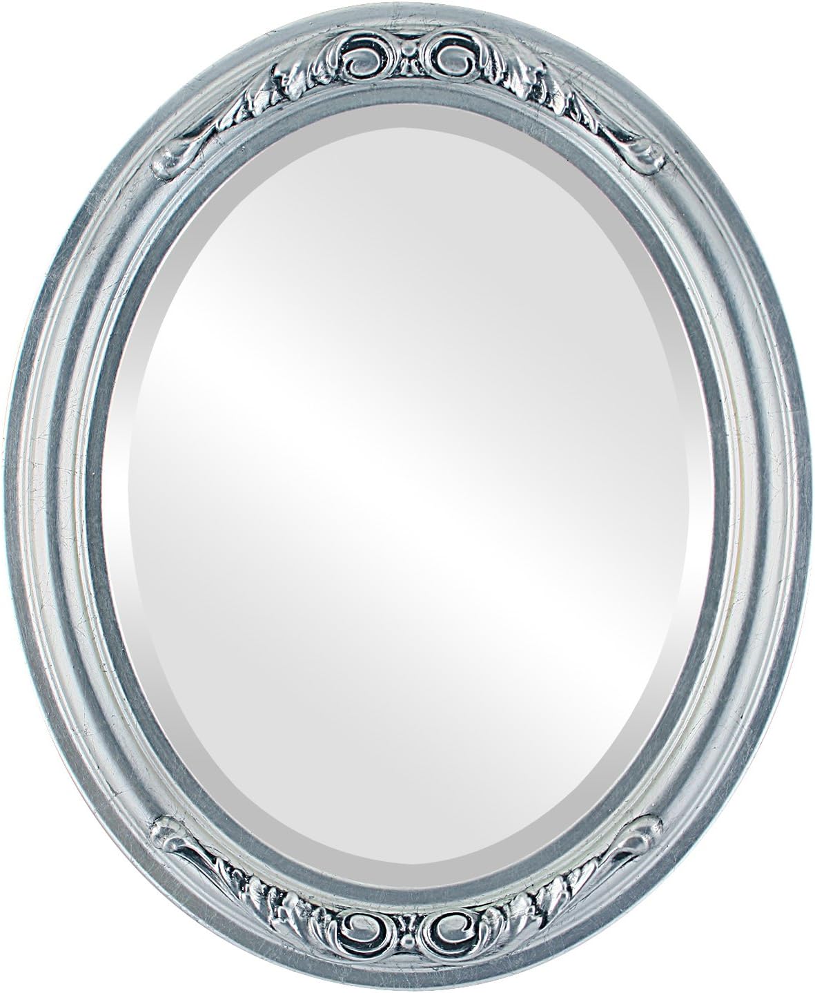 Beveled Luxe Beige Wall Mirror — 20" — Silver Leaf With Black Antique