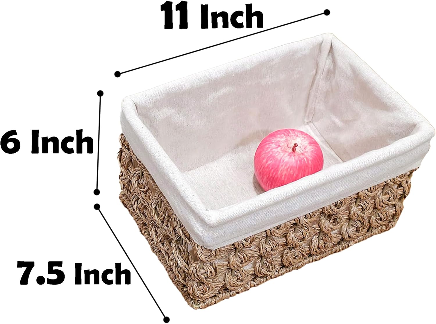 Rectangular Boho Beige Storage Basket — Set of 3 - View 3