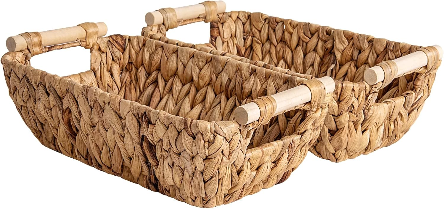 Hand-Woven Boho Beige Storage Basket — Natural(Water Hyacinth)