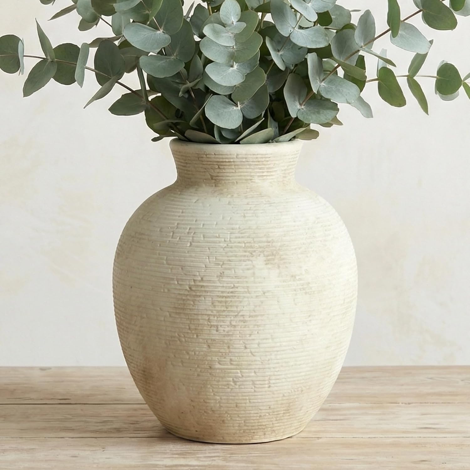 Farmhouse Beige Flower Vase — 7.4 In-retro-beige