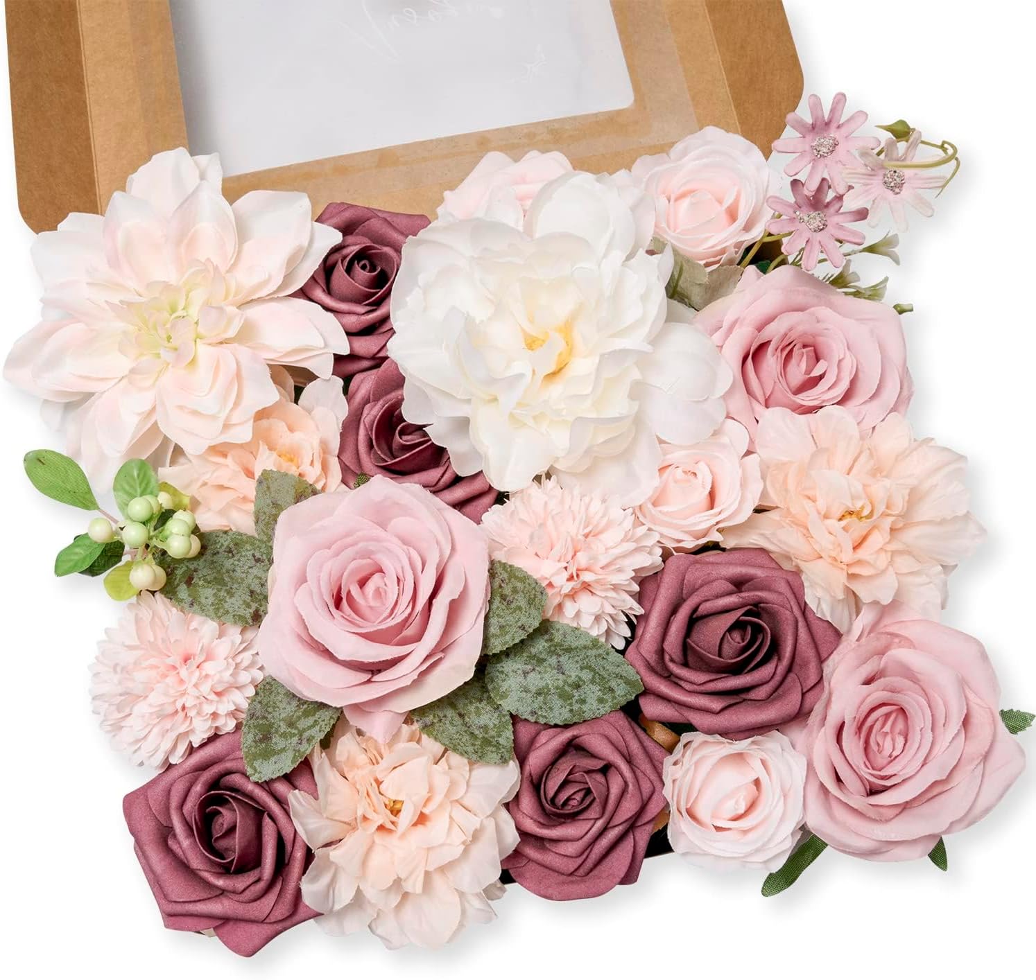 Blue Artificial Flowers — Purple&white