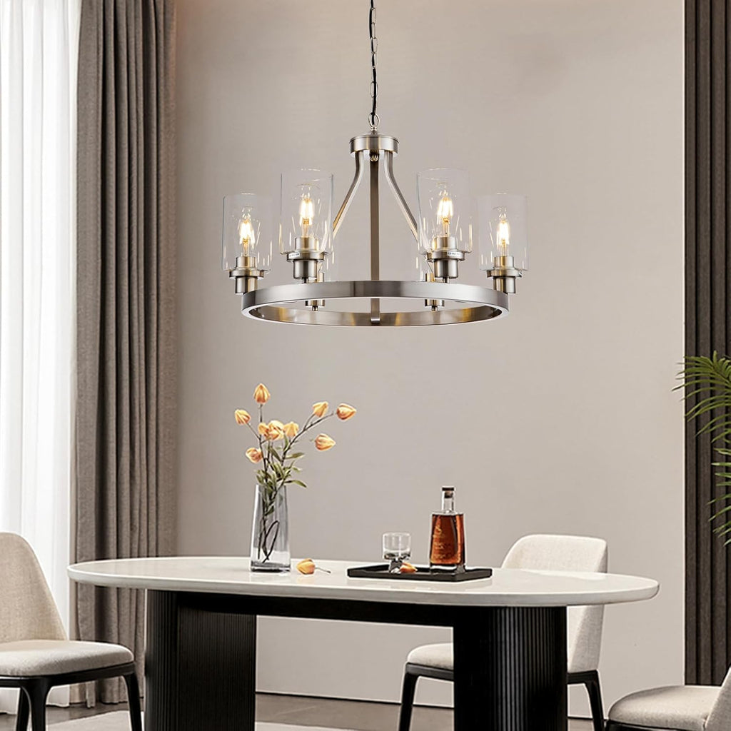 Adjustable Modern Black Chandelier — 6-Light - View 8