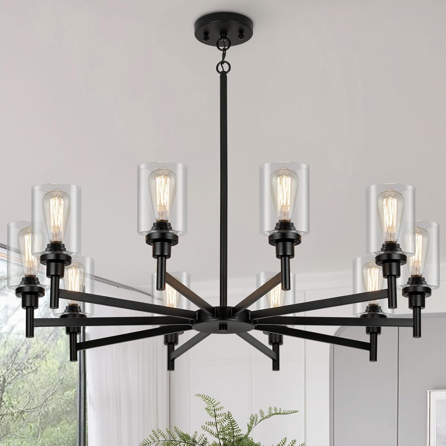 Farmhouse Black Chandelier — 34" — Black
