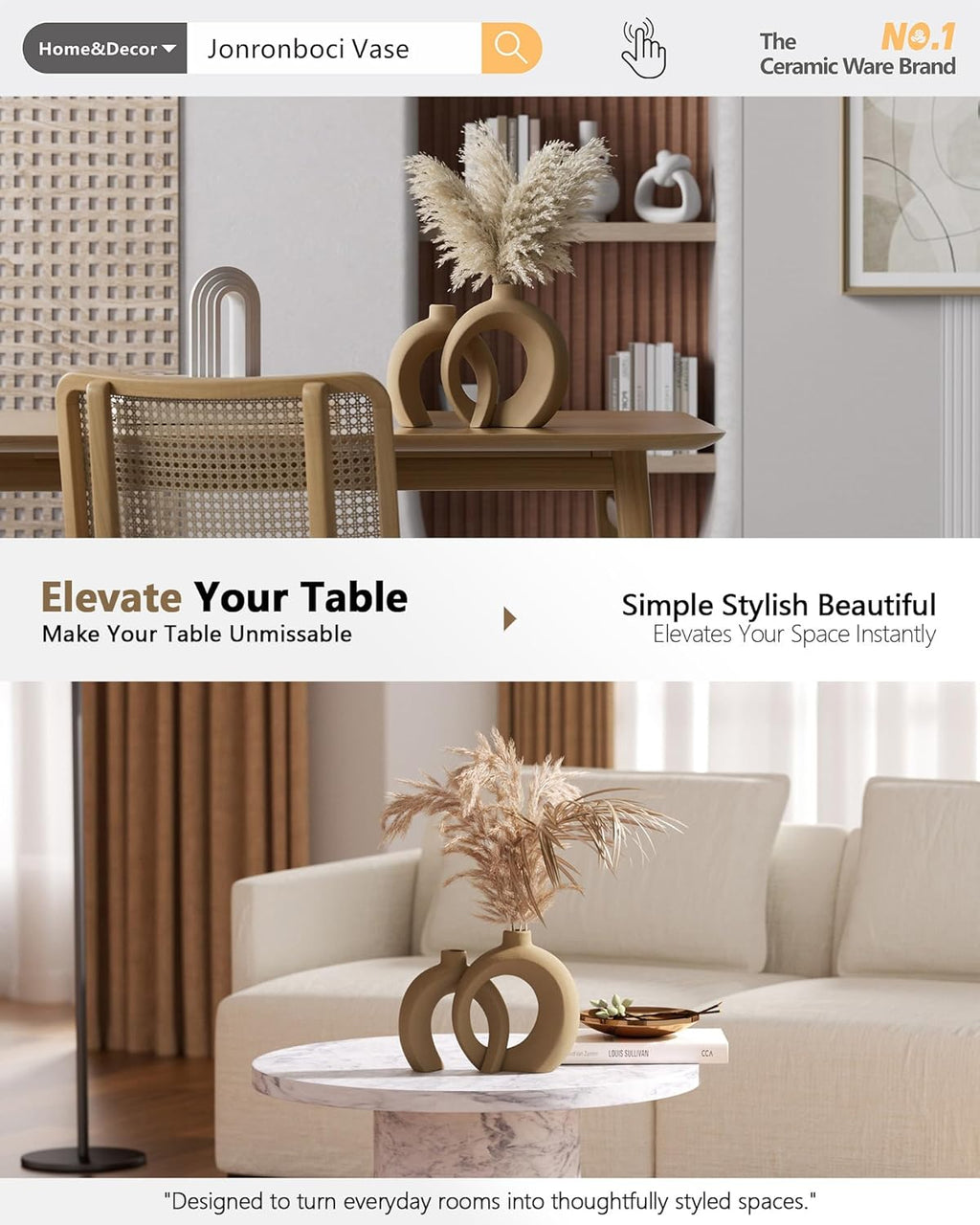 Farmhouse Beige Decorative Vase — Set of 2 - View 7