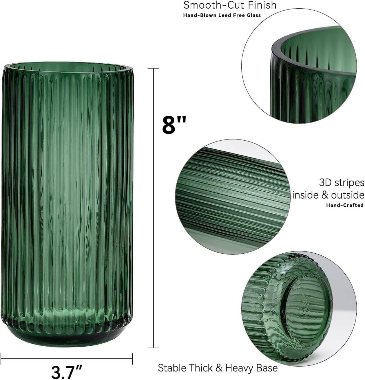 Farmhouse Green Flower Vase — 8" - View 2