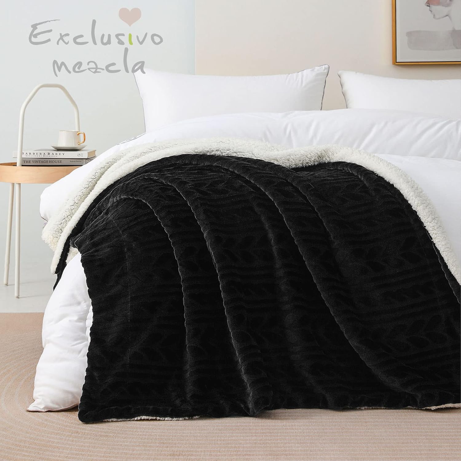 Velvet Luxe Black Throw Pillow — 50" - View 3