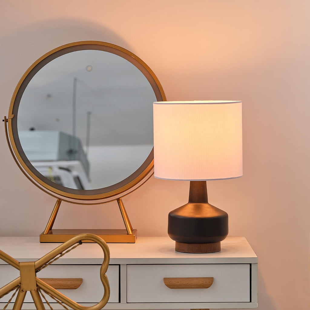 Linen Modern Beige Table Lamp — 15" - View 3