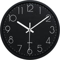 Battery Operated Black Wall Clock — 12" — Black Face
