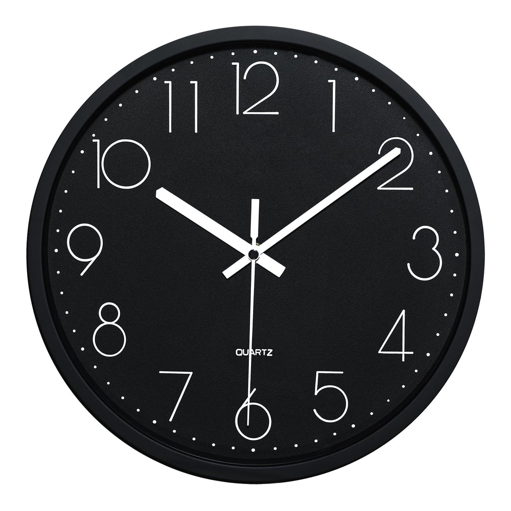 Battery Operated Black Wall Clock — 12"