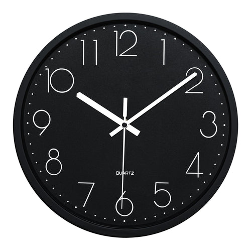 Battery Operated Black Wall Clock — 12"
