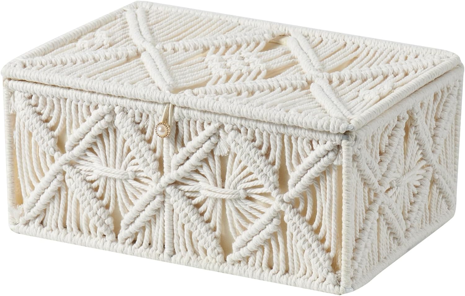 Boho Beige Storage Basket — Large