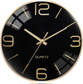 Battery Operated Luxe Black Wall Clock — 12" — Black-gold