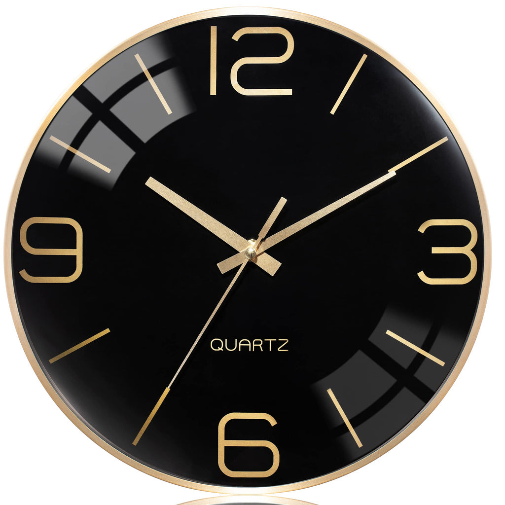 Battery Operated Luxe Black Wall Clock — 12"