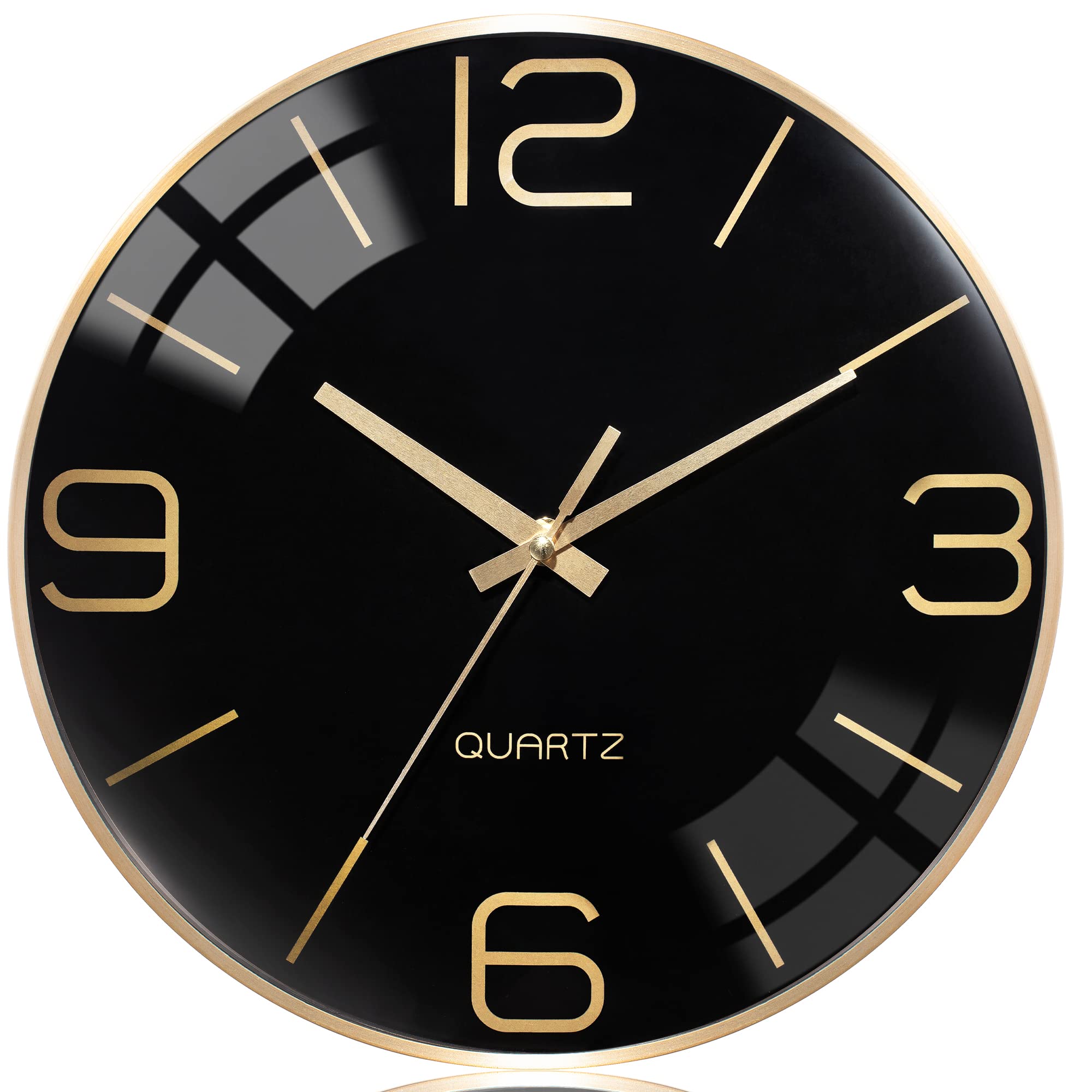 Battery Operated Luxe Black Wall Clock — 12"