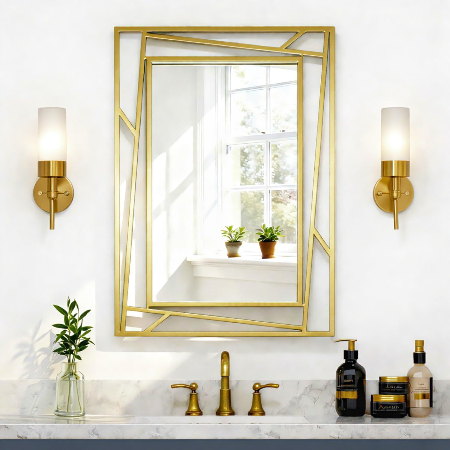 Framed Farmhouse Black Wall Mirror — 28" — Gold