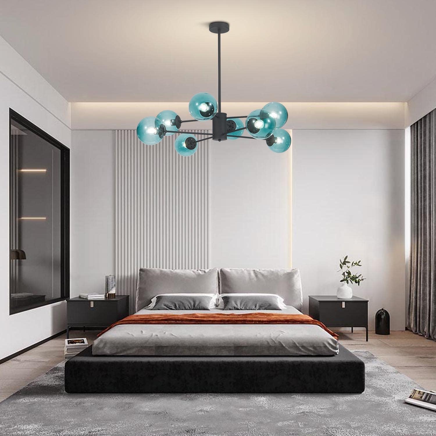 Mid-Century Black Chandelier — 8-Light - View 9