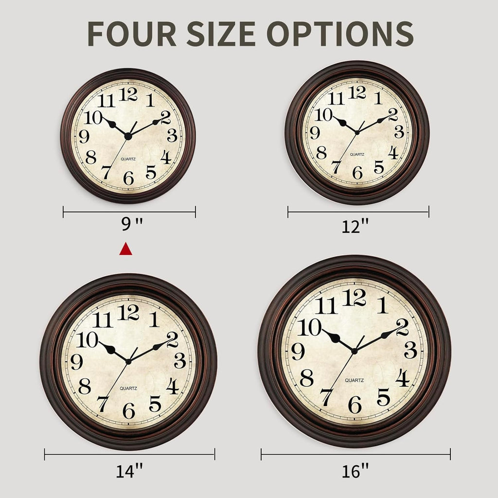 Battery Operated Gold Wall Clock — 9" - View 2
