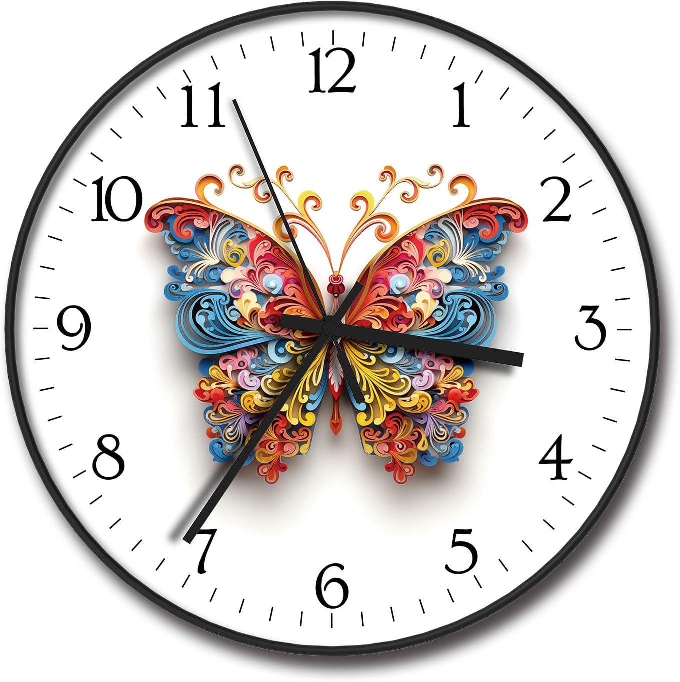 Battery Operated Purple Wall Clock — 8" — M2415-colorful Butterfly