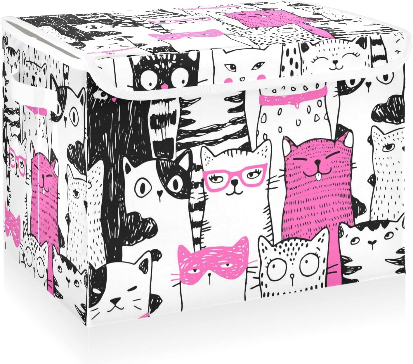 Black Storage Bin — Funny Cat Pink