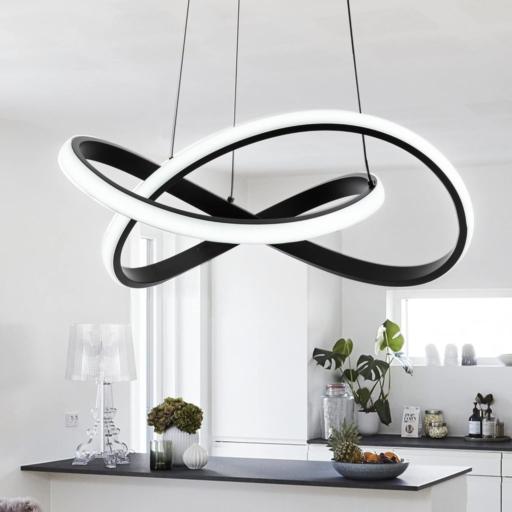 Dimmable Modern Black Chandelier — 7" — Black