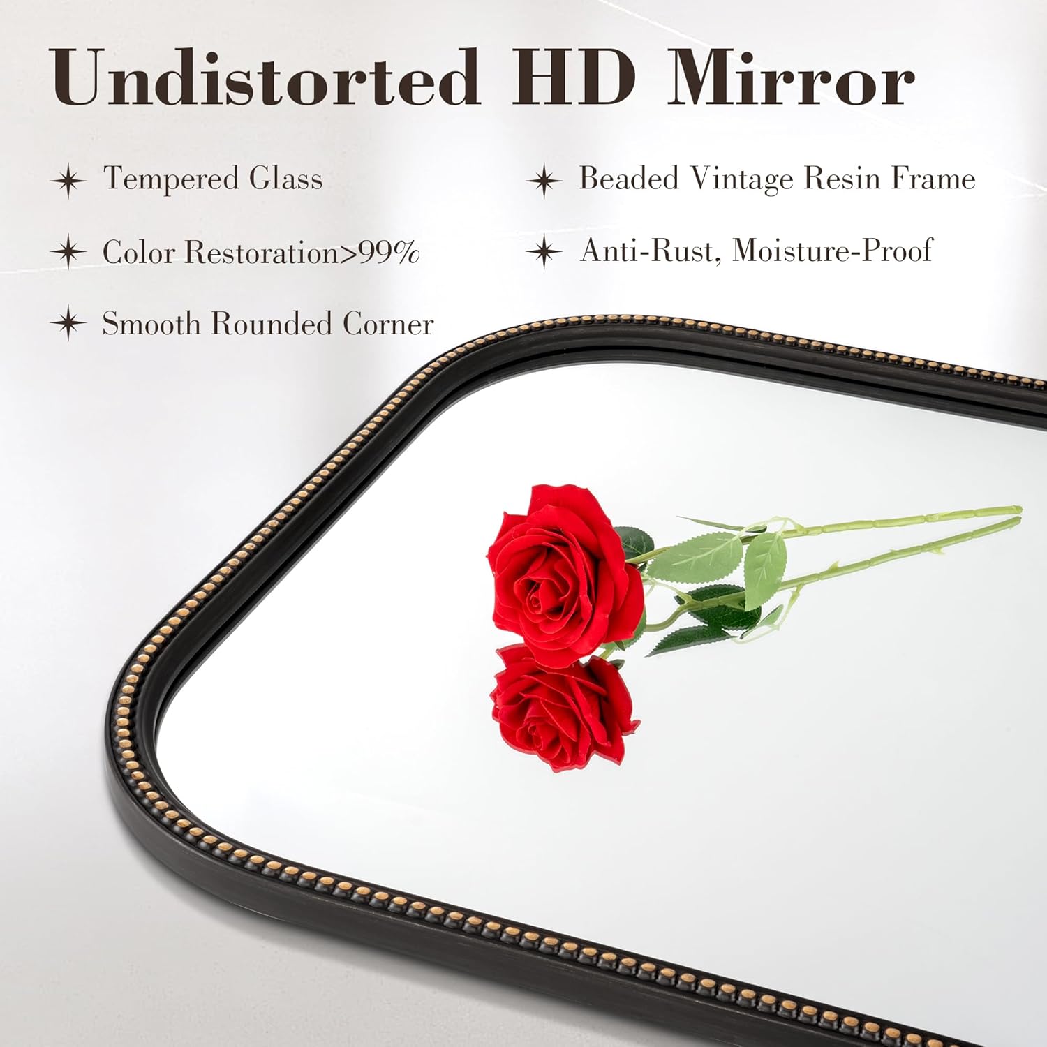 Rectangular Beige Wall Mirror — 36" - View 3