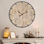 Battery Operated Farmhouse Brown Wall Clock — 30" - View 2