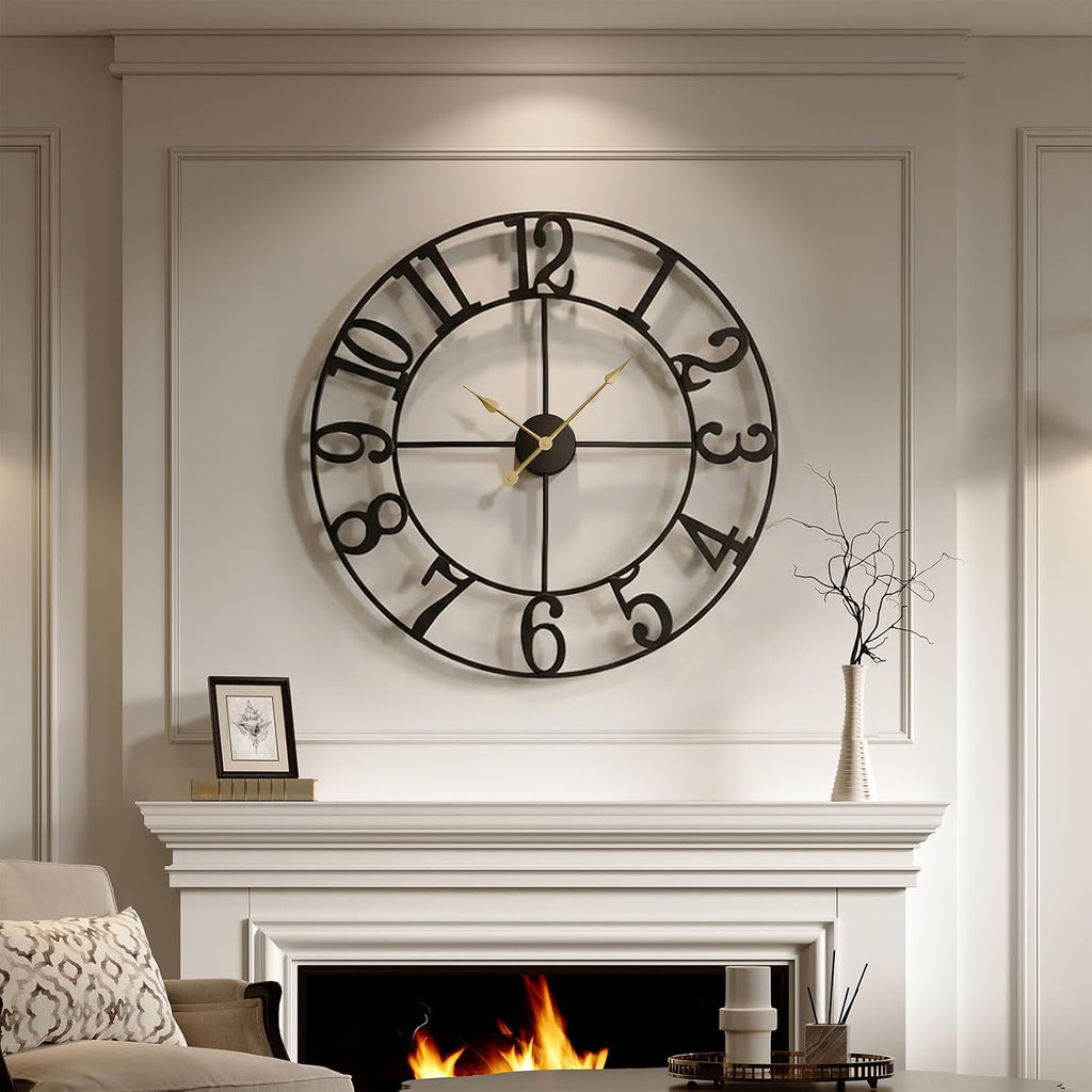 Battery-Operated Modern Black Wall Clock — 30" - View 2