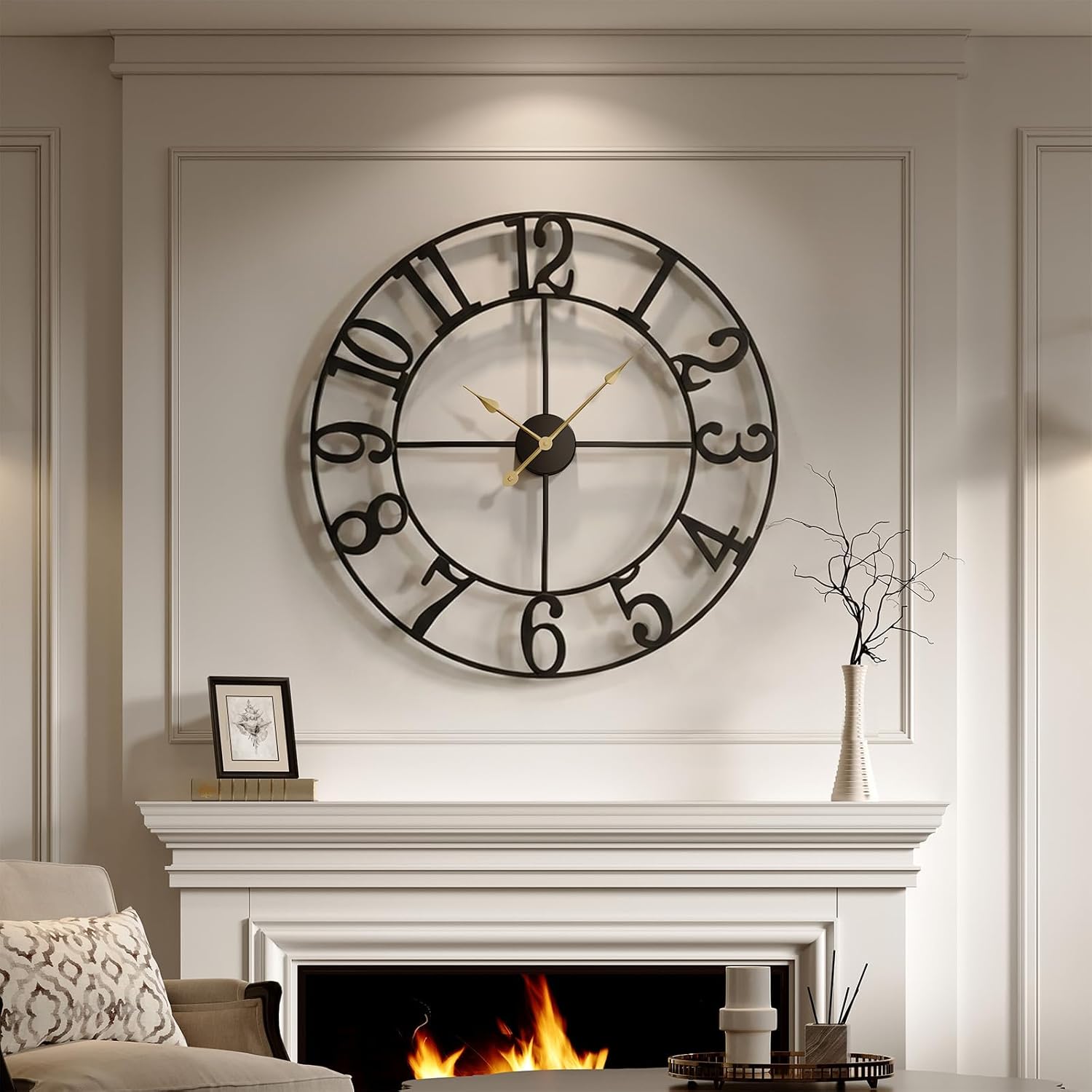 Battery-Operated Modern Black Wall Clock — 30" - View 2