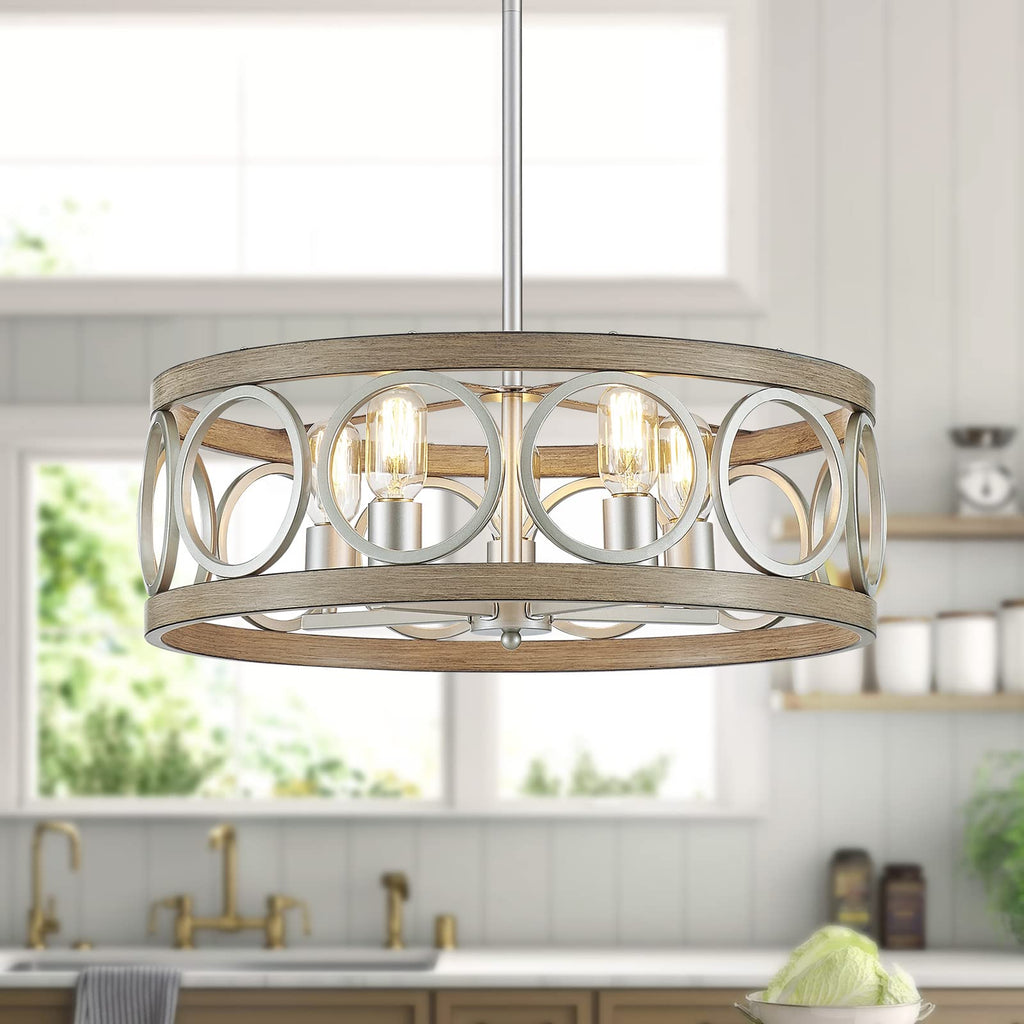 Round Farmhouse Black Chandelier — 5-Light
