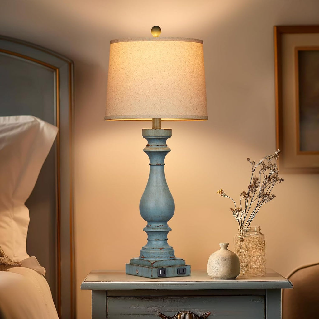 Dimmable Mid-Century Beige Nightstand Lamp — 27.5" - View 4