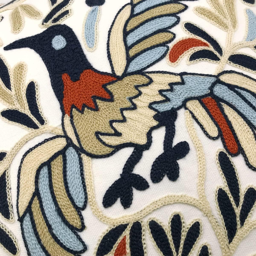 Embroidered Boho Blue Throw Pillow Cover — 18" - View 3