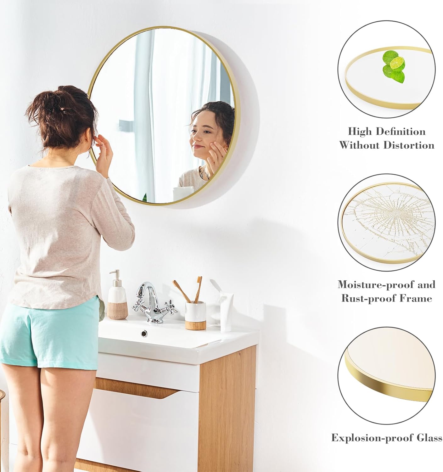 Round Luxe Glass Mirror - View 4