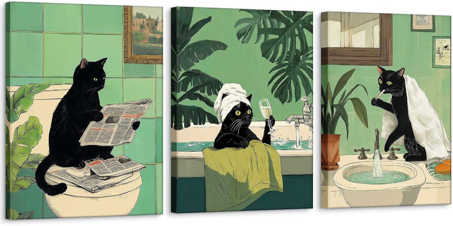 Framed Modern Black Wall Art — 12" — Black Cat