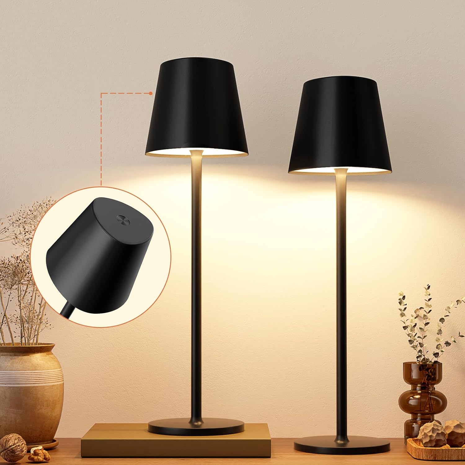 Cordless Black Table Lamp — Black