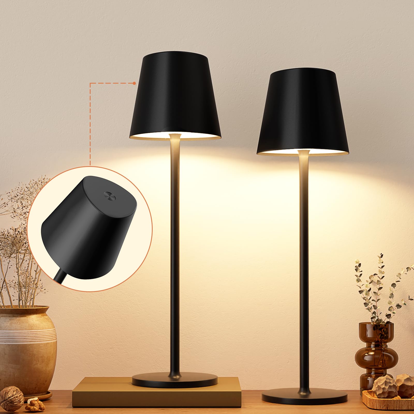 Cordless Black Table Lamp