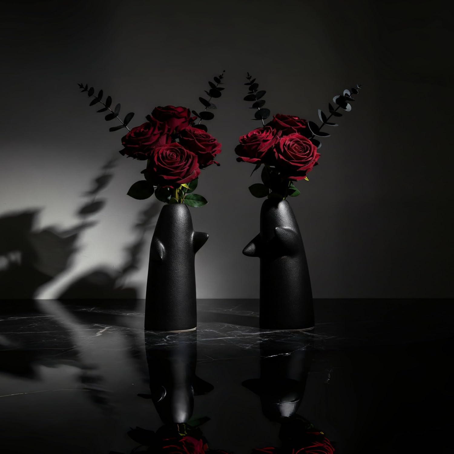 Modern Black Flower Vase — Set of 2 — Black