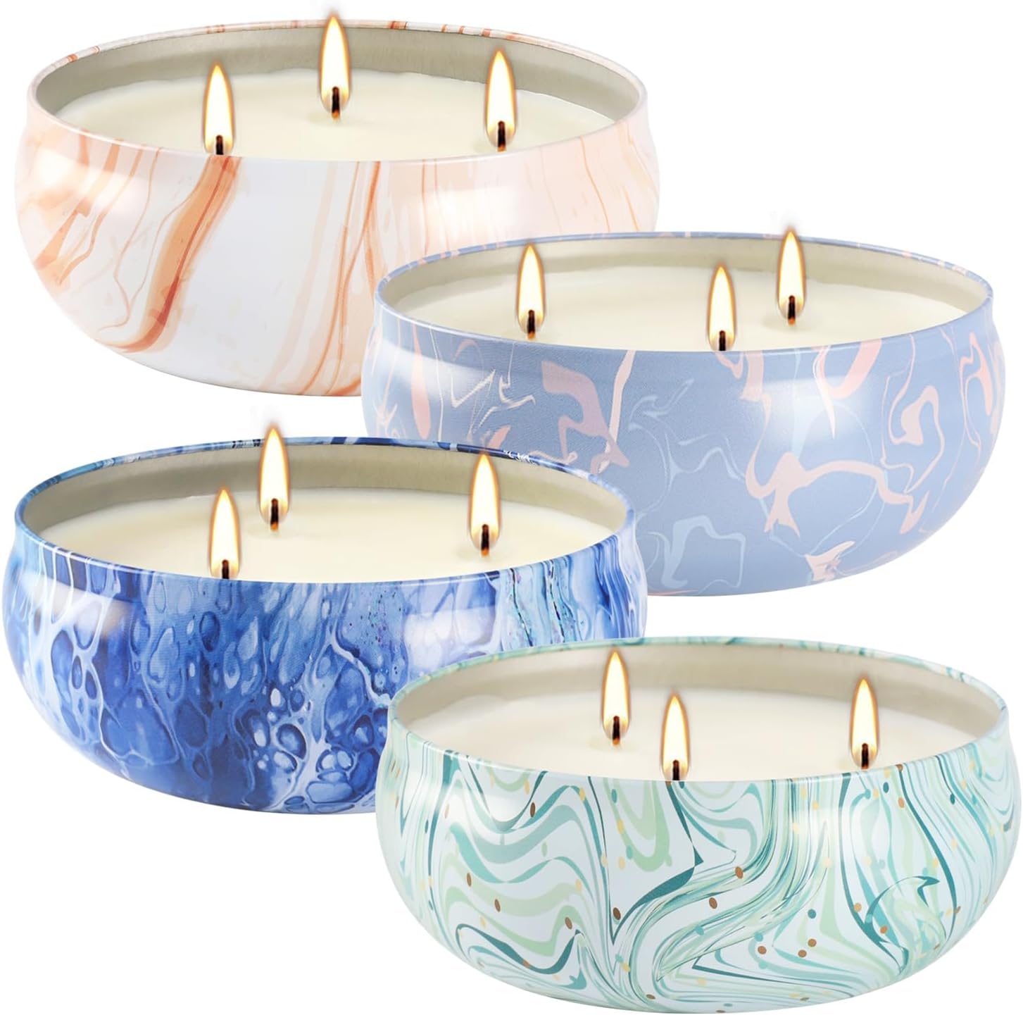 Soy Wax Luxe Black Scented Candle — Set of 4 — Style2-Four colors