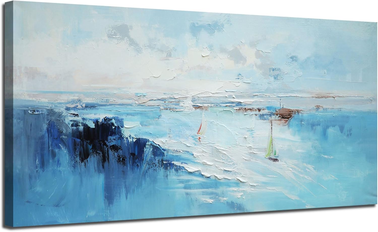 Framed Blue Canvas Wall Art — 48" — 58"L x 29"W