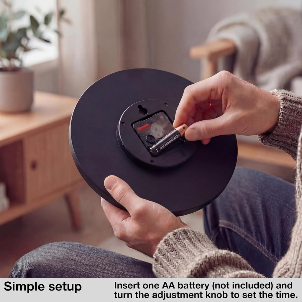 Battery Operated Modern Black Wall Clock - View 4