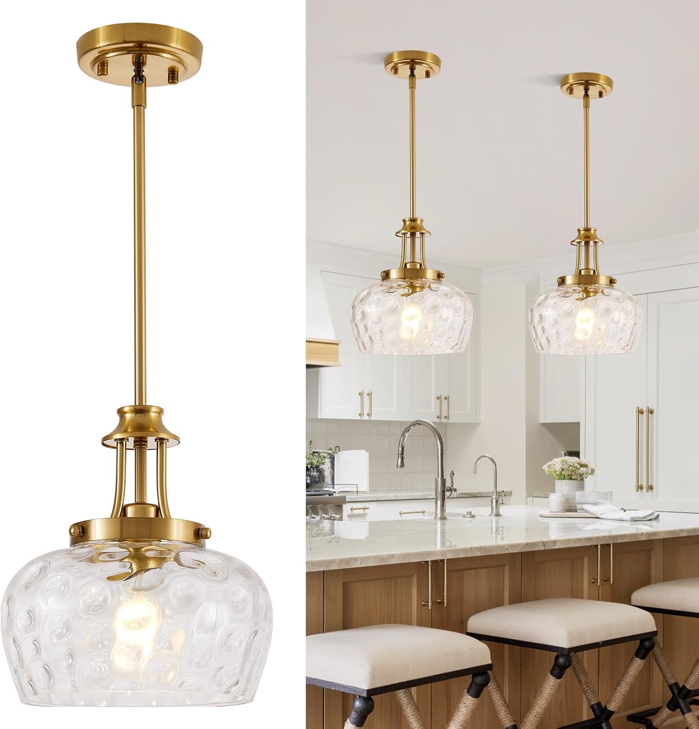Modern Black Pendant Light — 10" — 1 Pack-Brushed Gold-10"(Easy to Install)