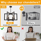 Farmhouse Black Chandelier — 6-Light - View 6