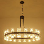 Round Farmhouse Glass Chandelier — 36" - View 7
