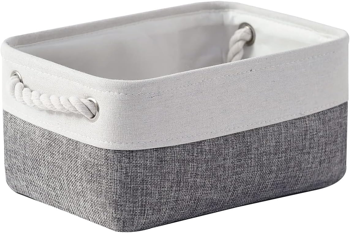 Beige Storage Bin — White&Grey
