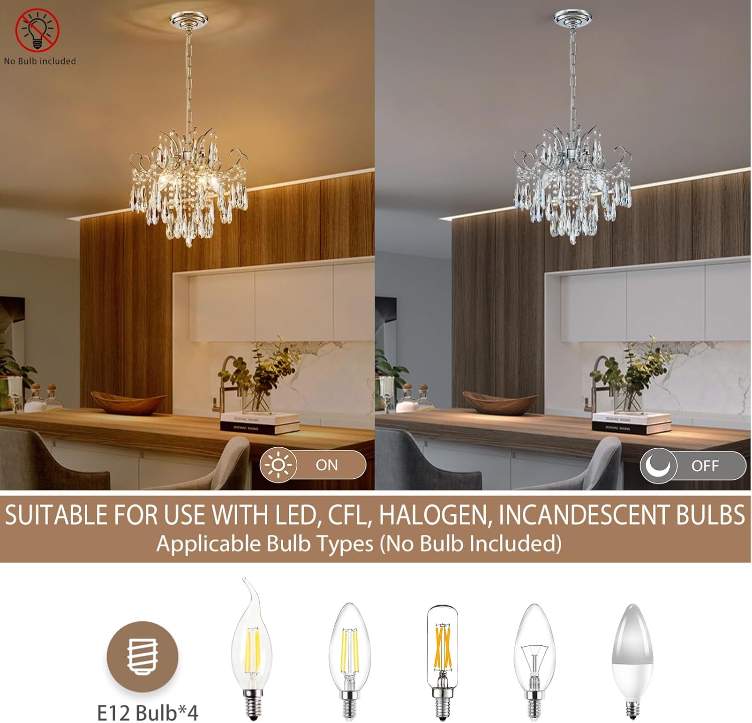 Luxe Black Chandelier — 4-Light - View 4